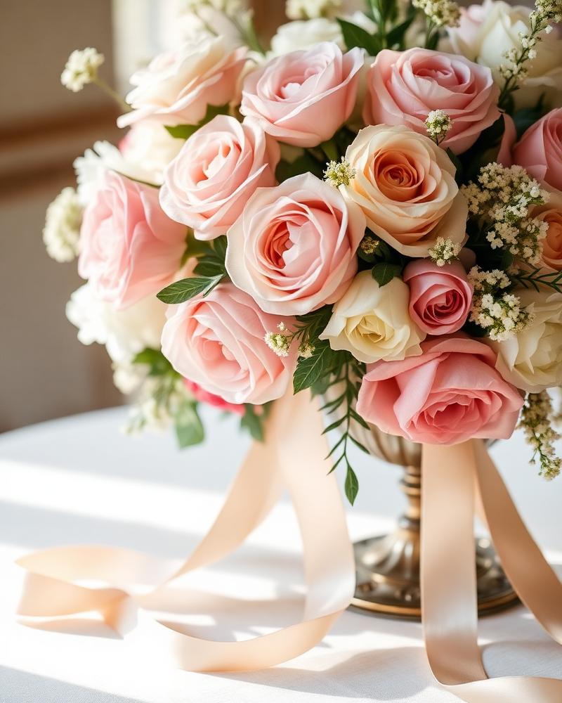 Blush blooms & ribbon